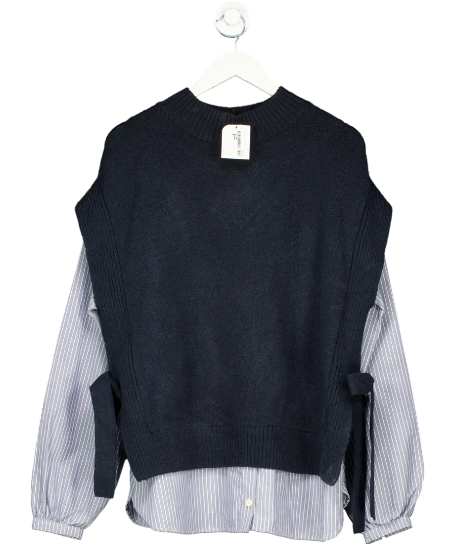 TU Blue Layered Shirt And Knitted Vest UK 16