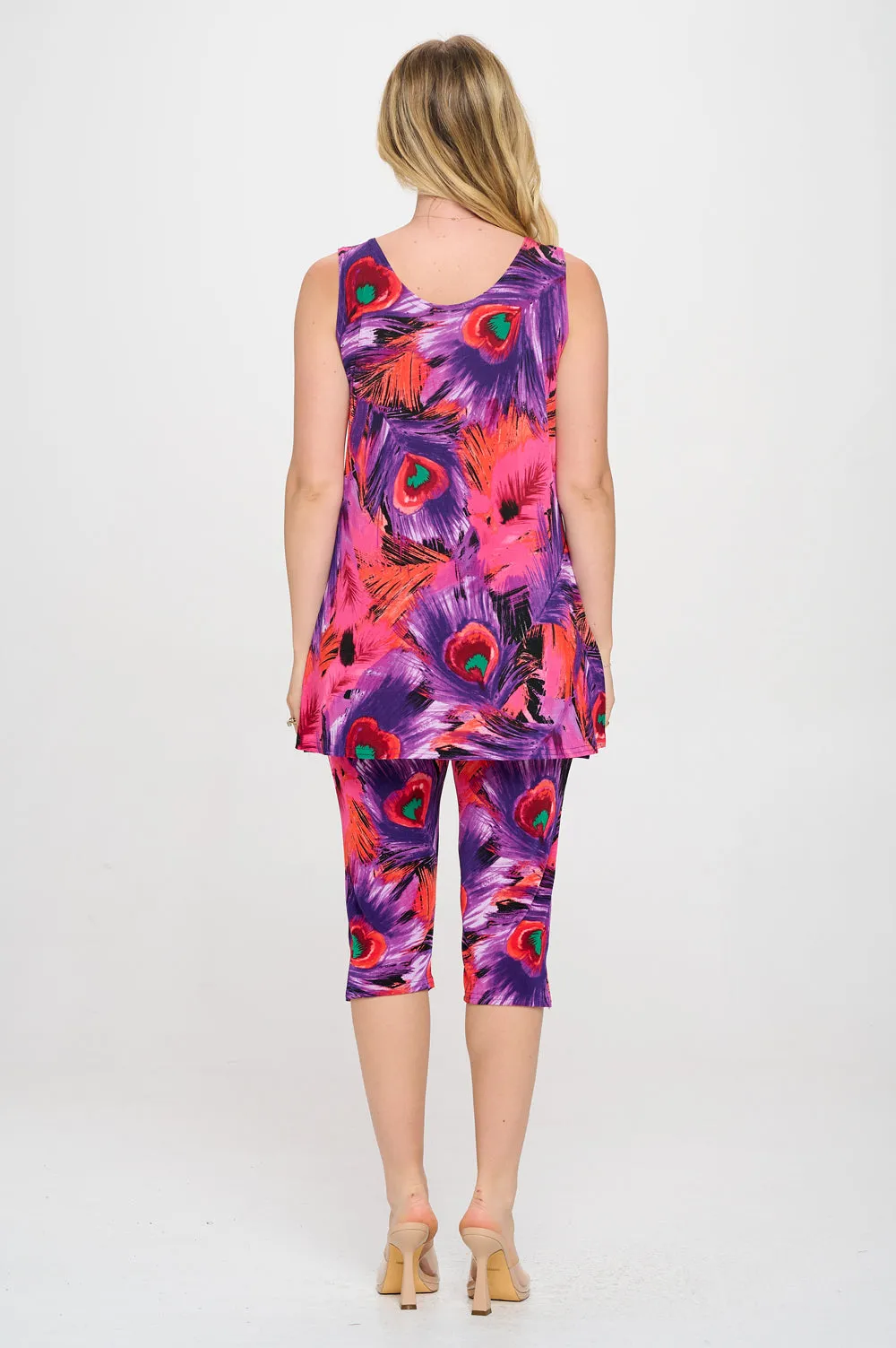 Two-Piece Sleeveless Top & Capri Pant Set-9002BN-TRP1-W438