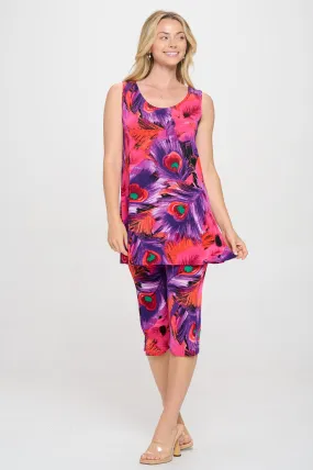 Two-Piece Sleeveless Top & Capri Pant Set-9002BN-TRP1-W438