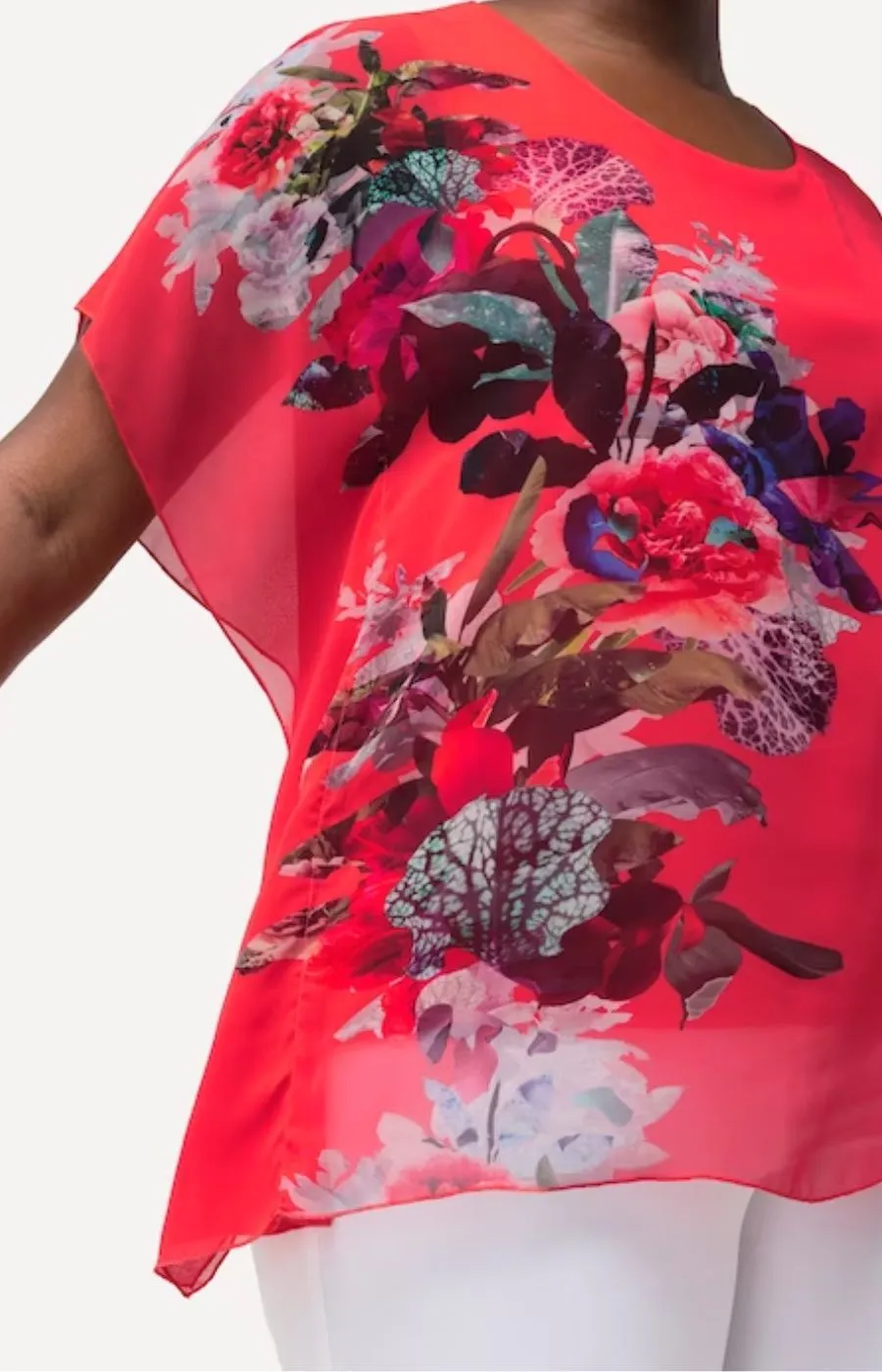 Ulla Popken Asymmetrical Red Blouse