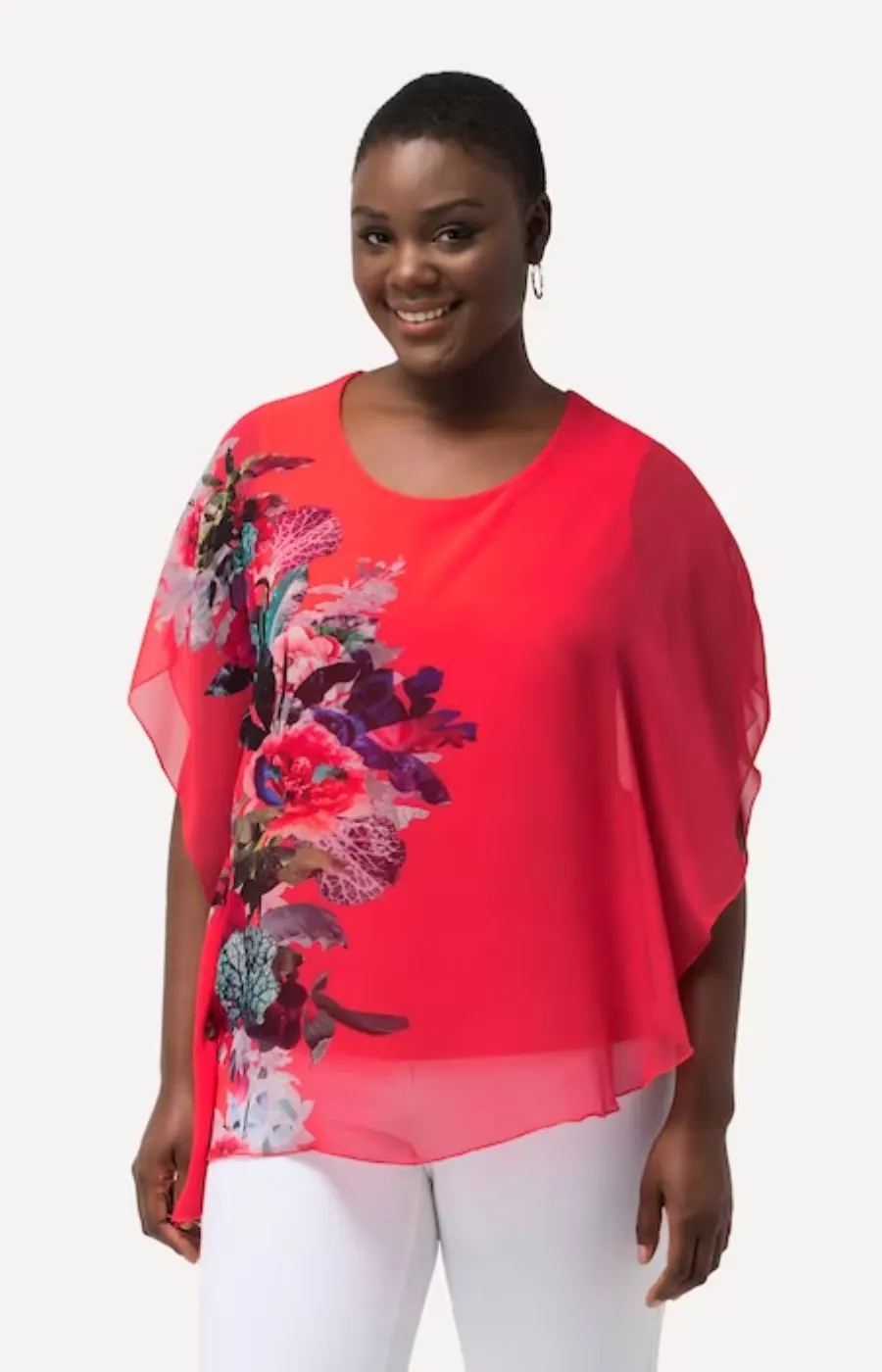 Ulla Popken Asymmetrical Red Blouse