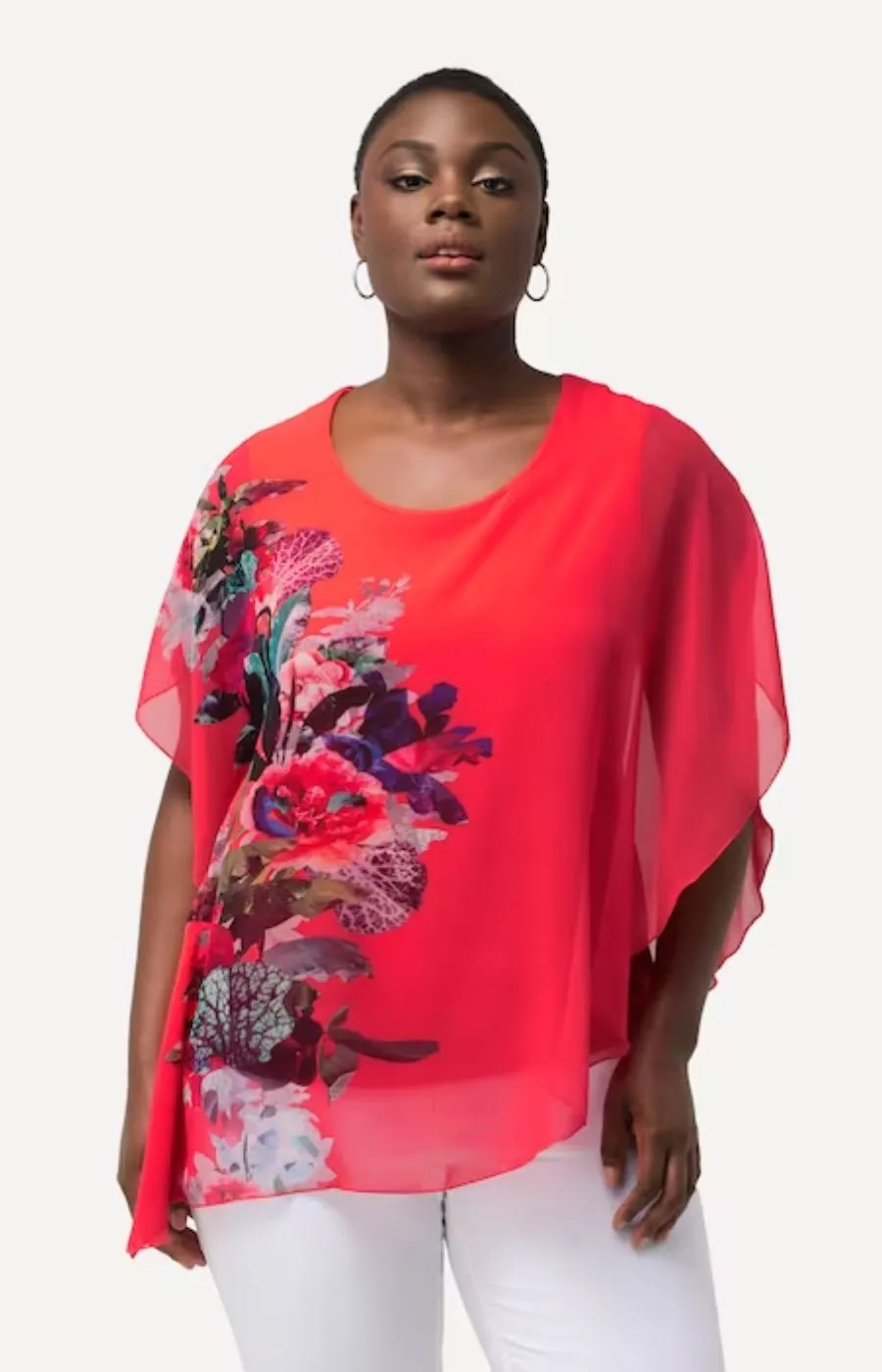 Ulla Popken Asymmetrical Red Blouse