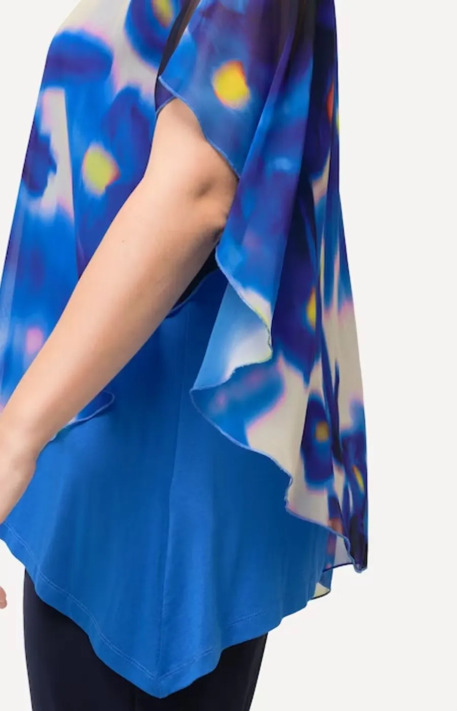 Ulla Popken Blurred Flower Top in Blue