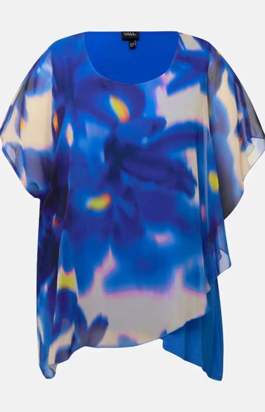 Ulla Popken Blurred Flower Top in Blue