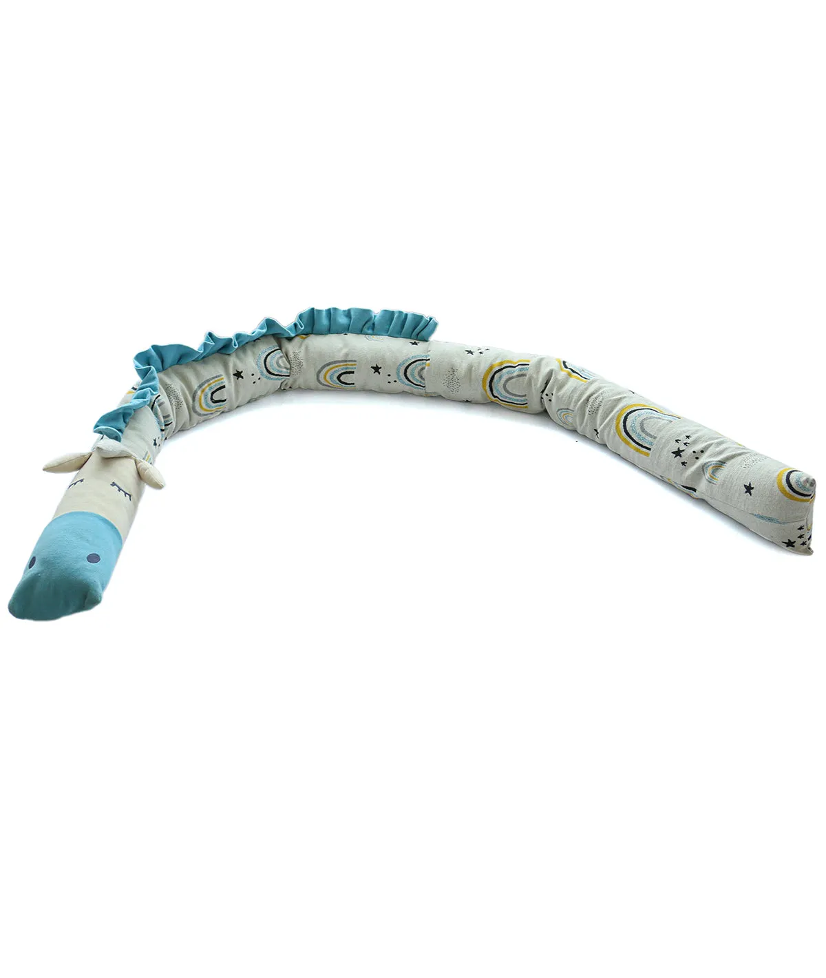 Unicorn Cotton Knitted Cot Bumper (Medium Blue)