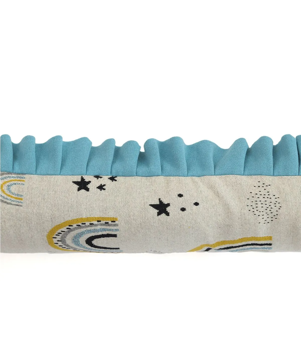 Unicorn Cotton Knitted Cot Bumper (Medium Blue)