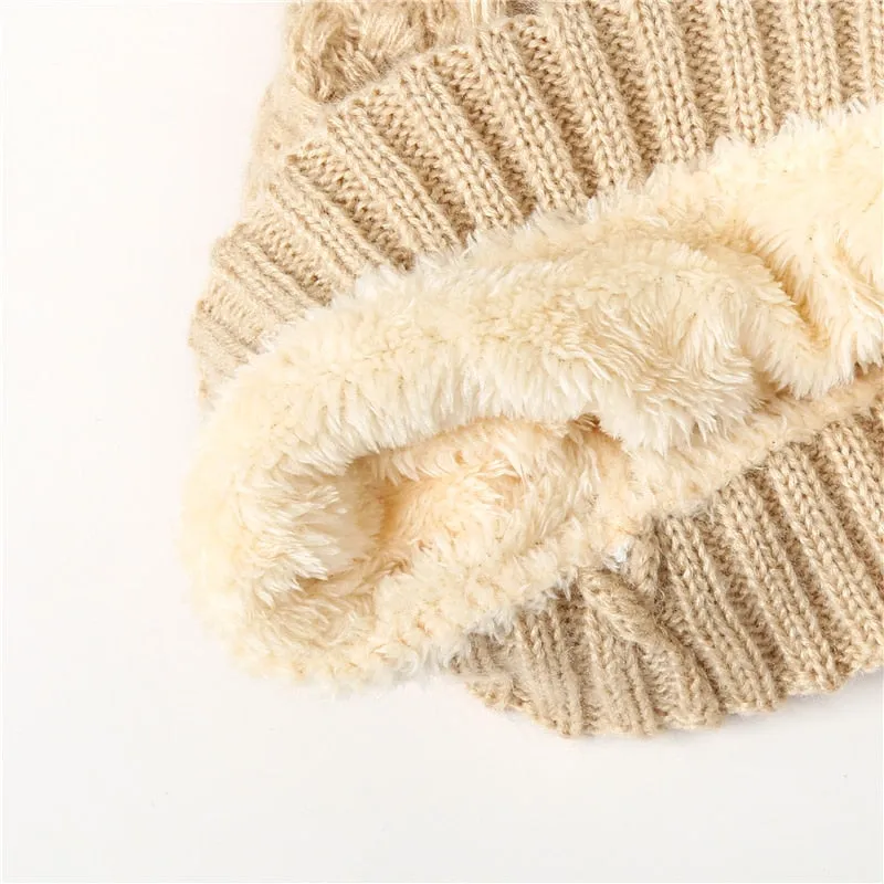 Unisex Winter Solid Knitted Slouchy Snood Hat Beanie with Neck Scarf Set