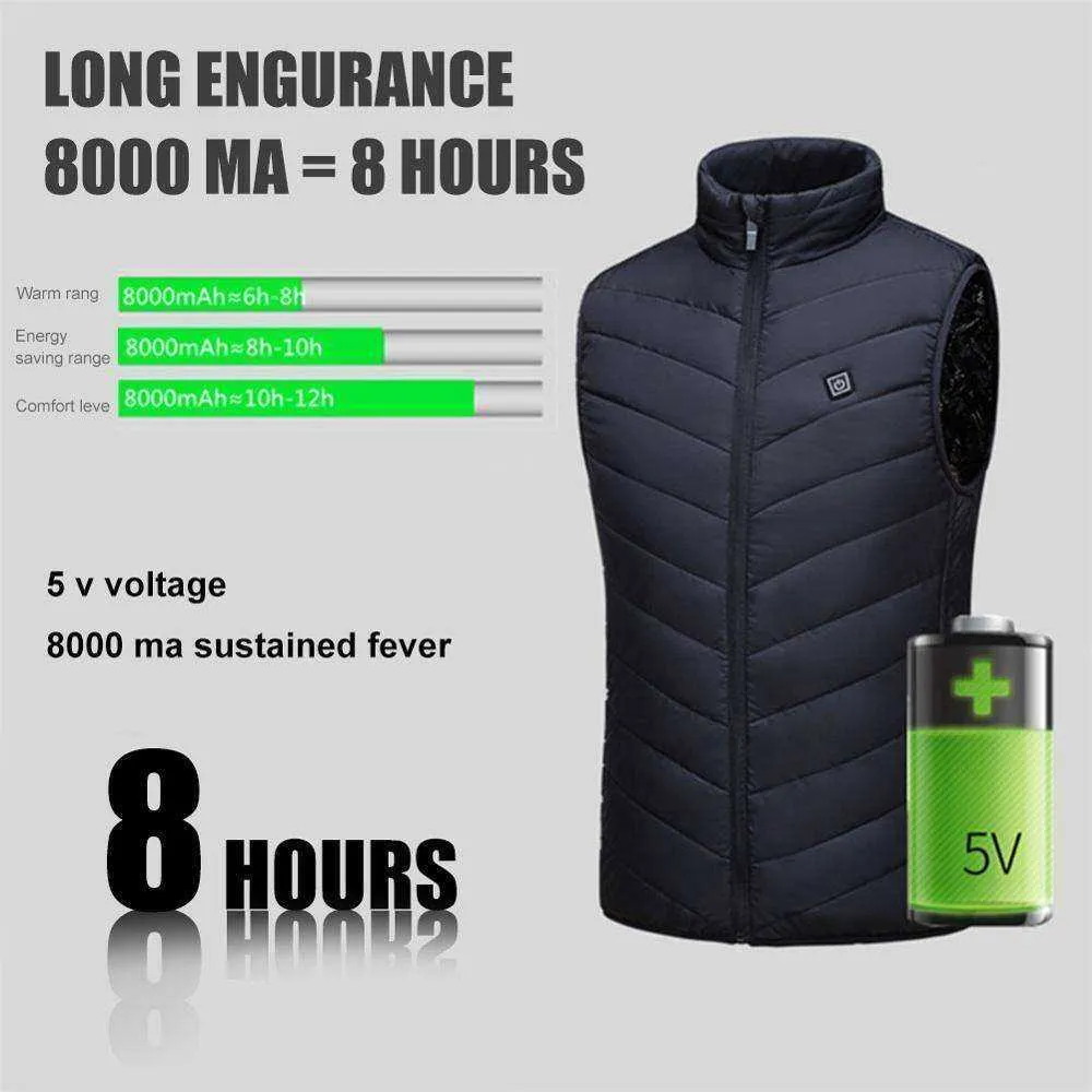 Upgraded Men Outdoor USB Infrared Heating Vest Jacket