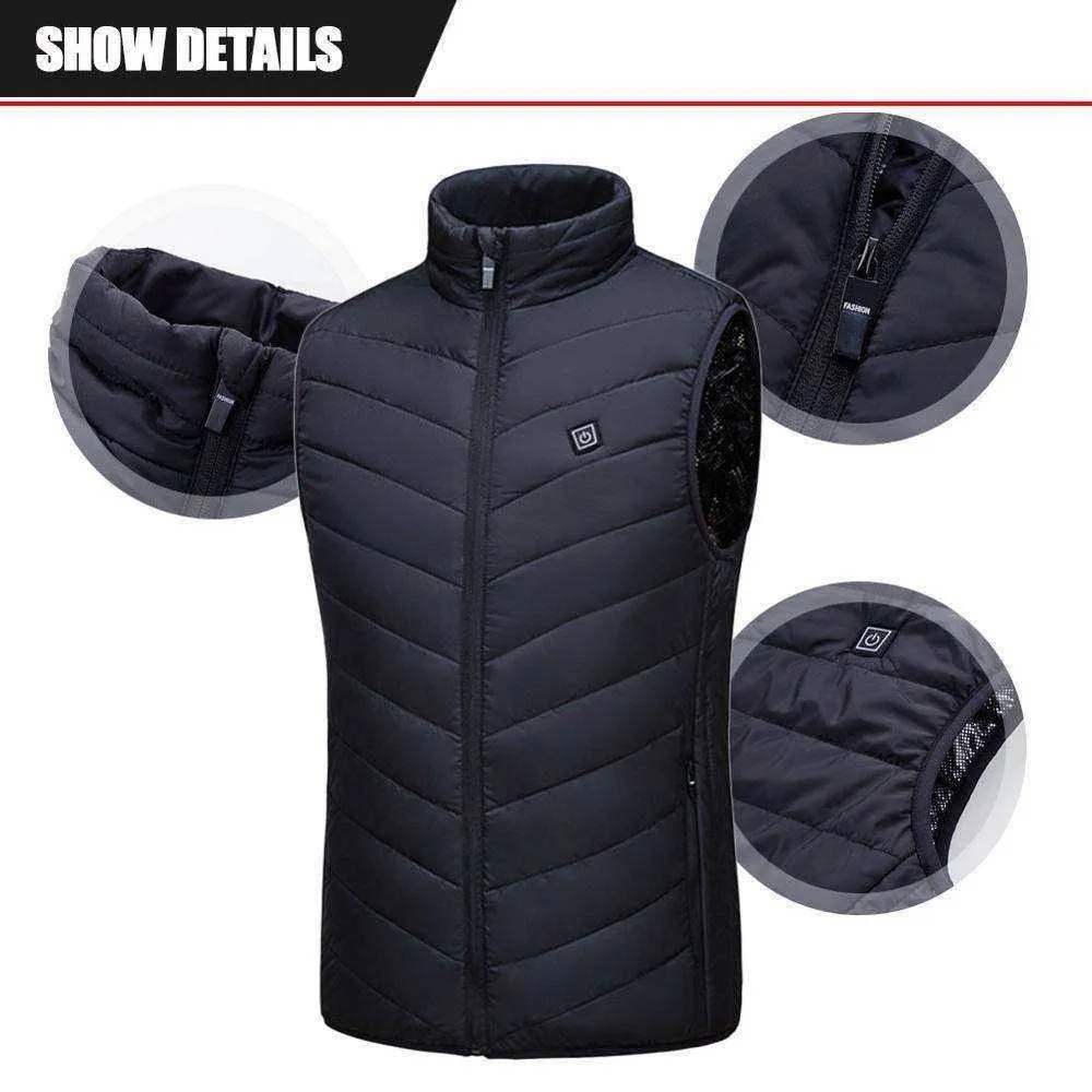 Upgraded Men Outdoor USB Infrared Heating Vest Jacket