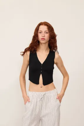 V-Neck Buttoned Knit Vest