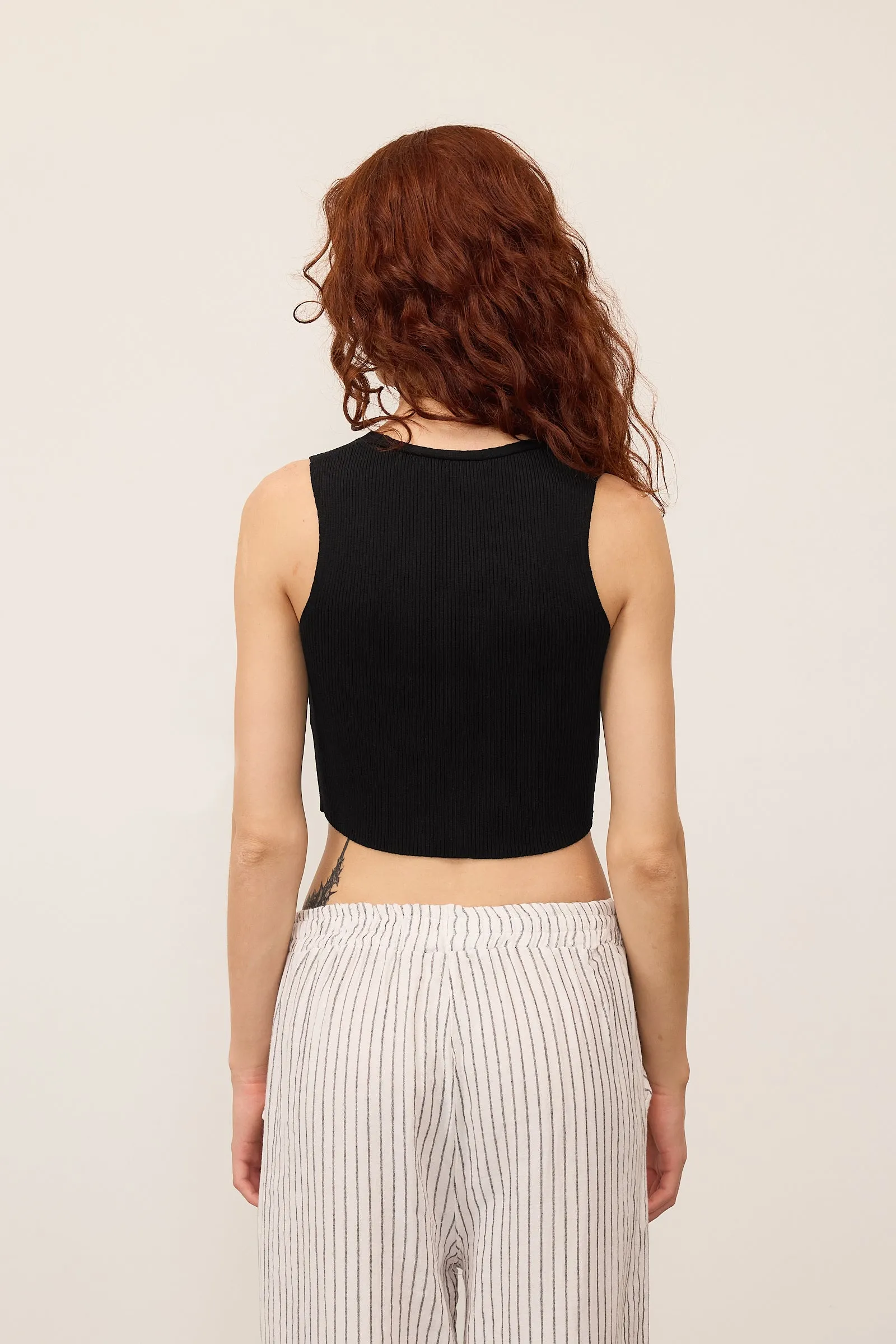 V-Neck Buttoned Knit Vest