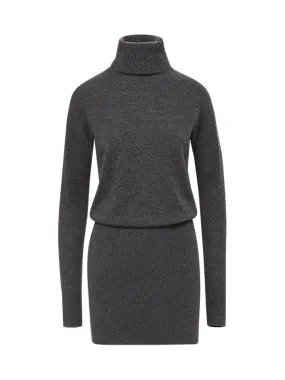 Veronica Beard Cassidy Turtleneck Mini Dress in Charcoal