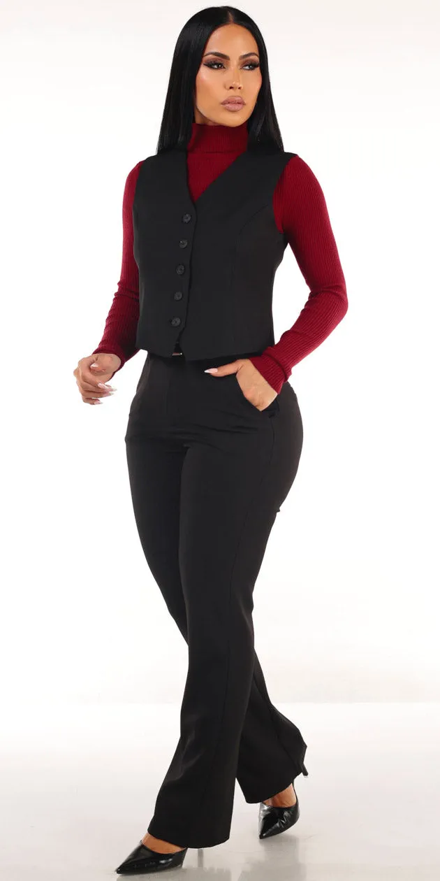 Vest Turtleneck Dressy Pants Trio