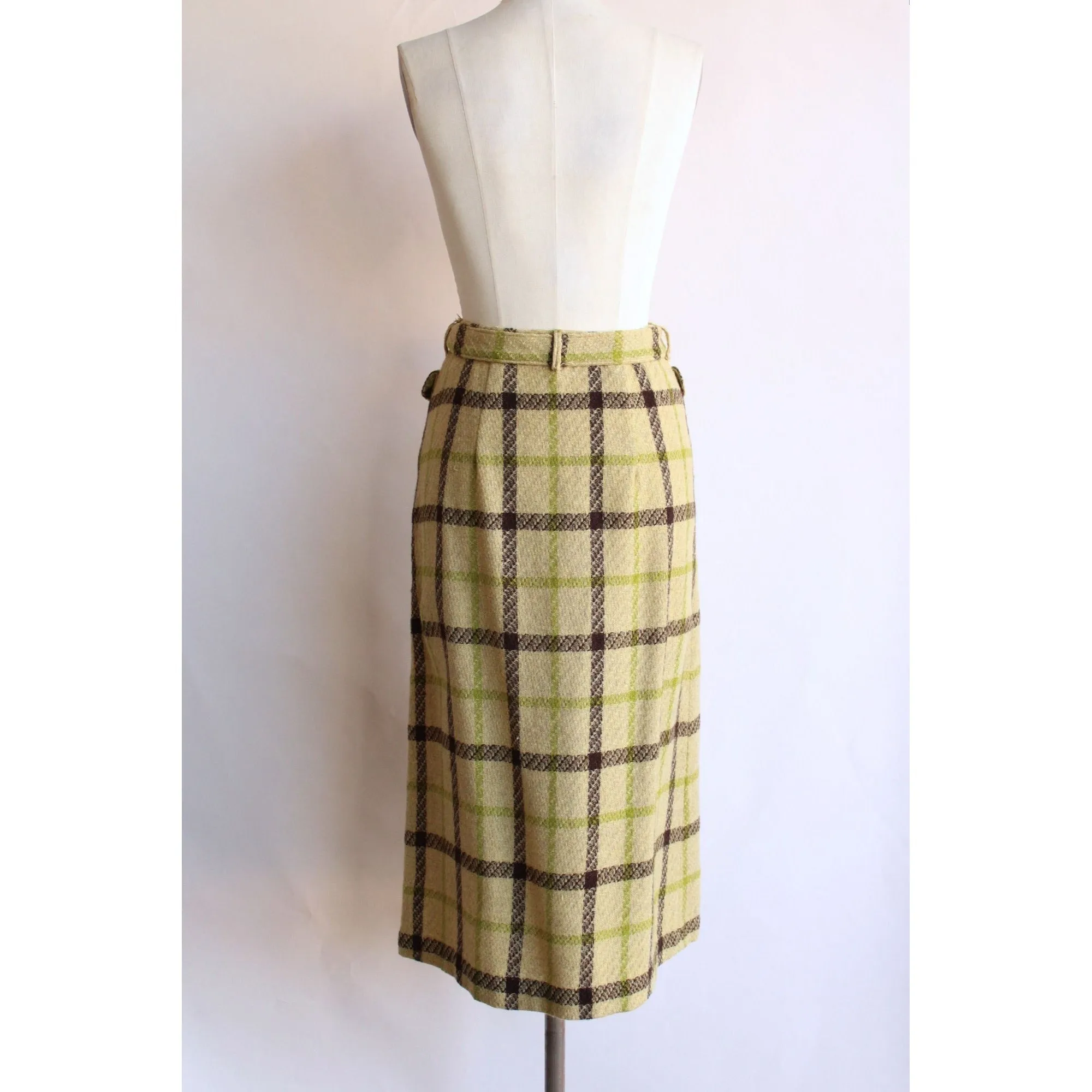 Vintage 1940s Livingston Bros. Plaid Wool Skirt with Pockets