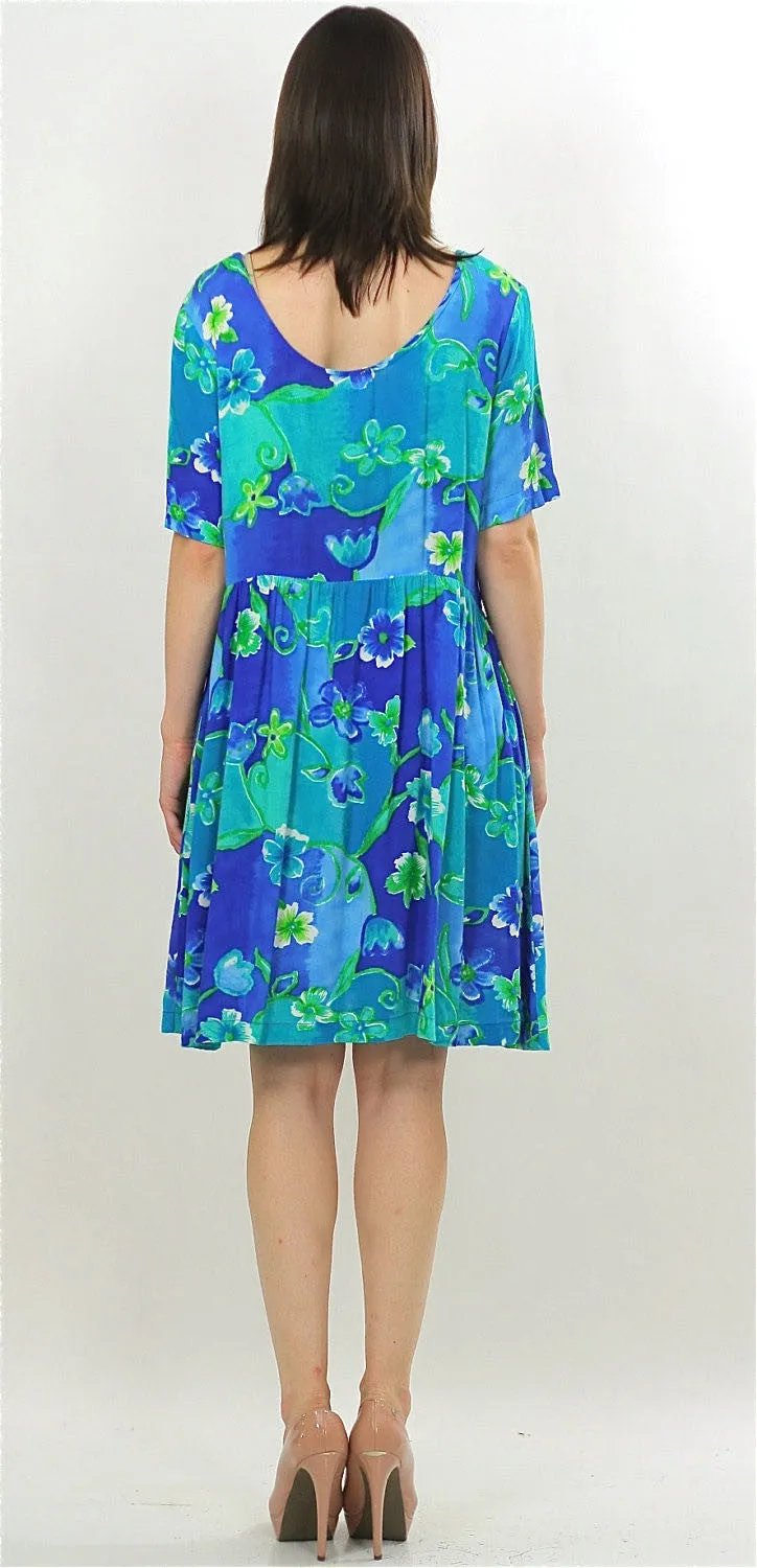 Vintage 90s Grunge Boho Hippie Neon Floral mini dress