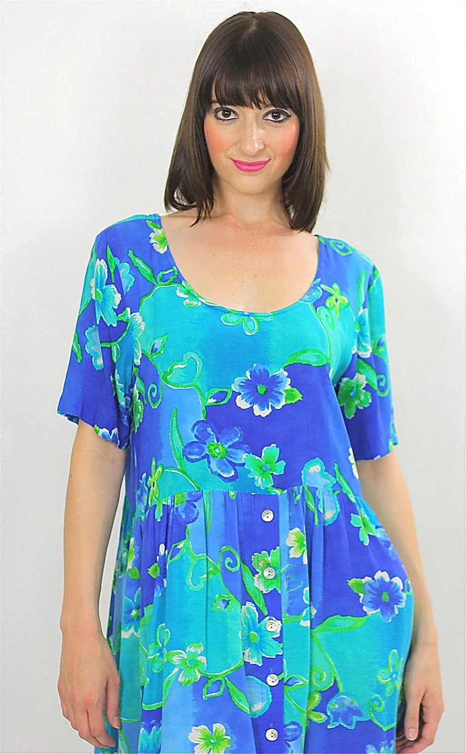Vintage 90s Grunge Boho Hippie Neon Floral mini dress