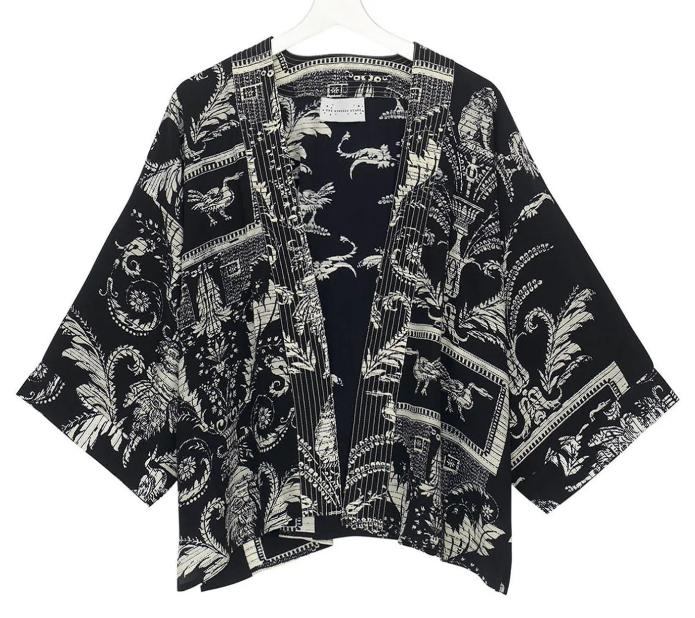 Vintage Damask Black Short Kimono