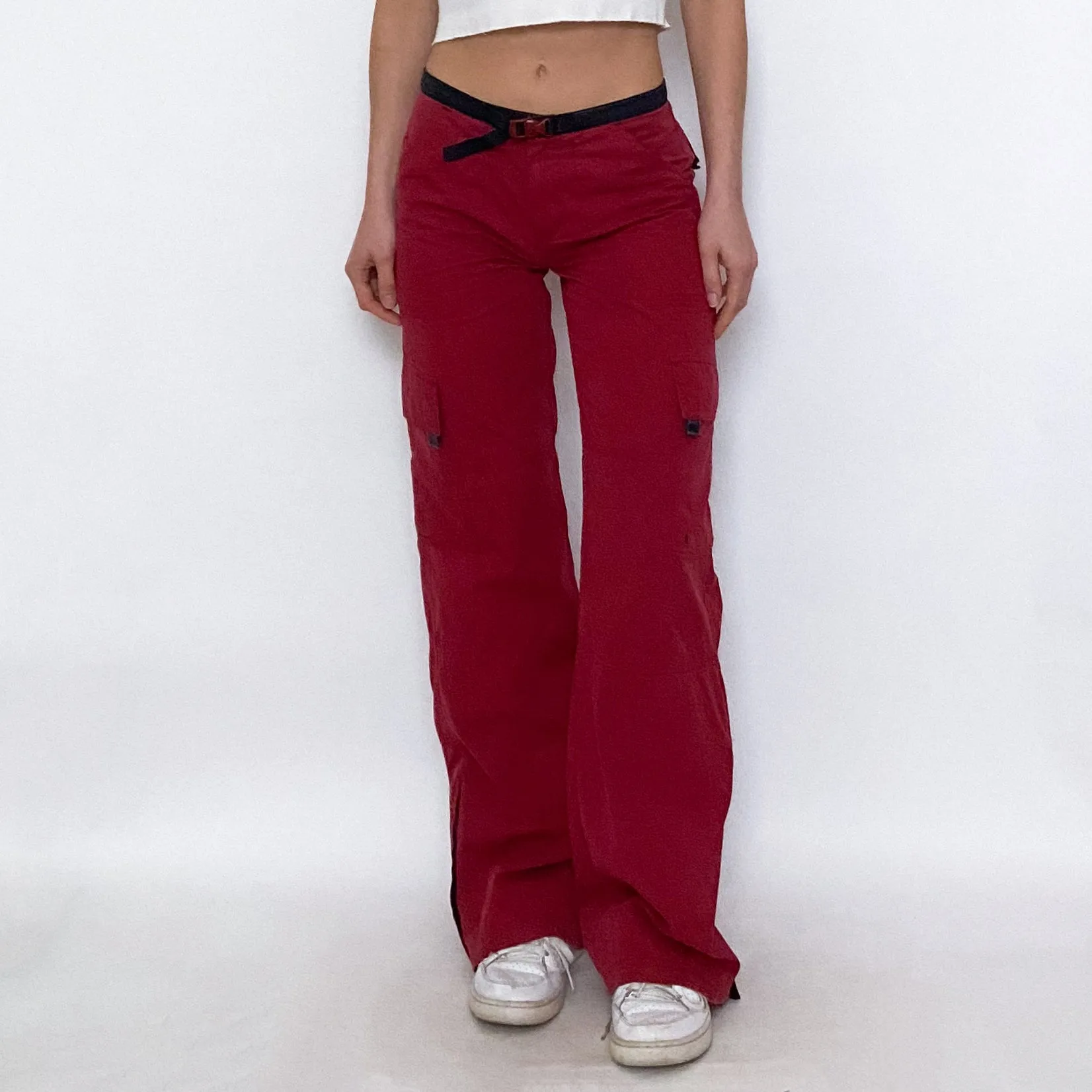 Vintage Red Nylon Cargo Pants