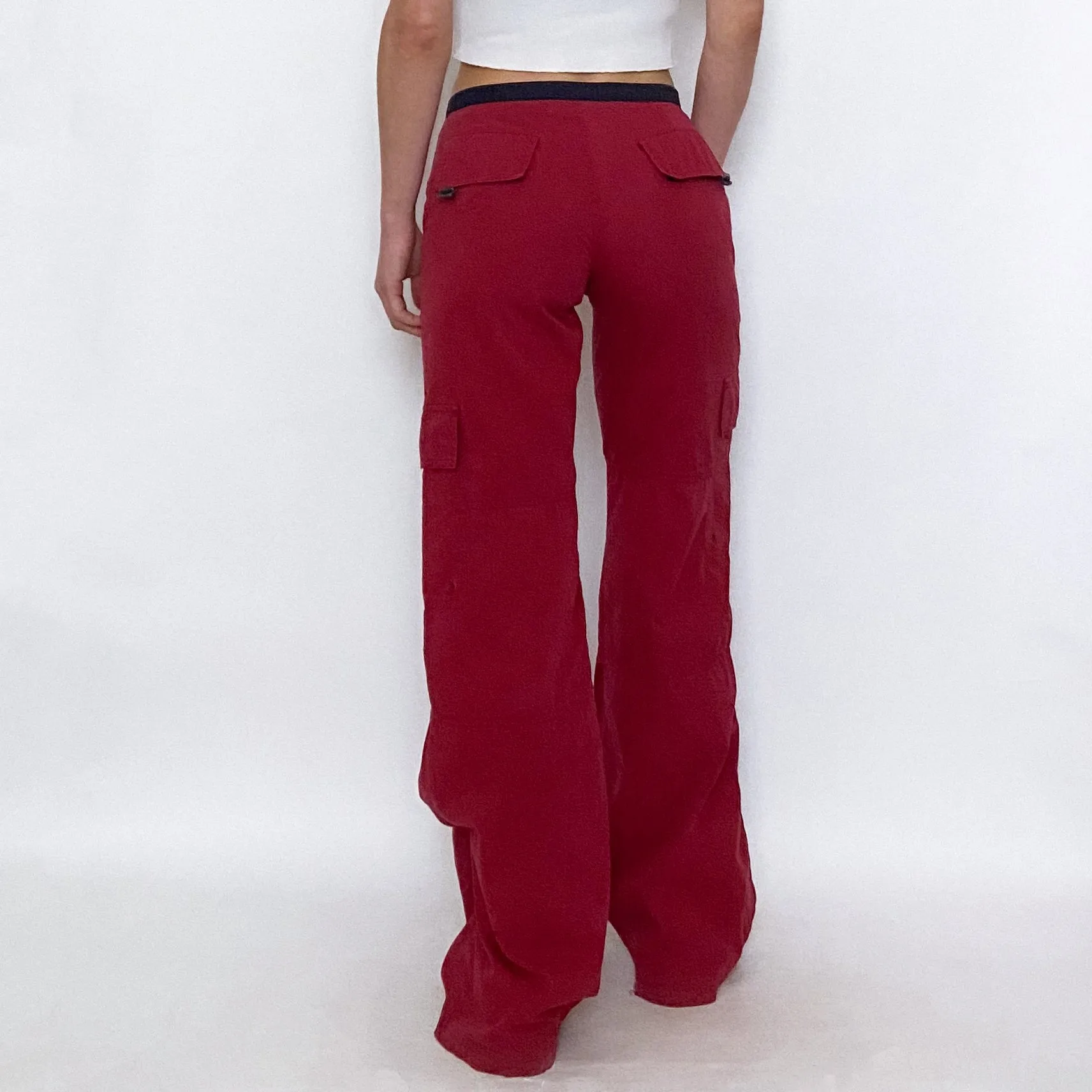 Vintage Red Nylon Cargo Pants