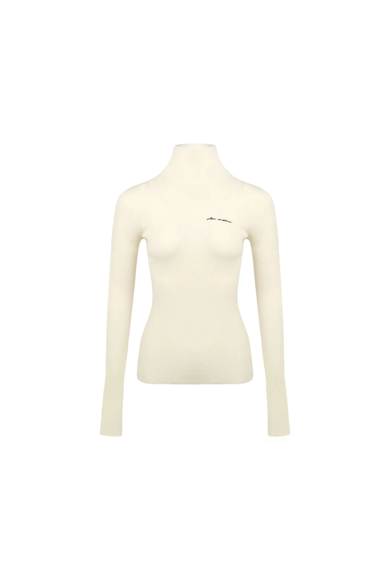White Pullover Half-turtleneck Knit T-shirt