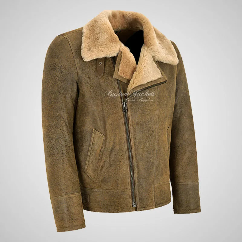 WINGMAN Shearling Sheepskin Pilot Jacket For Mens