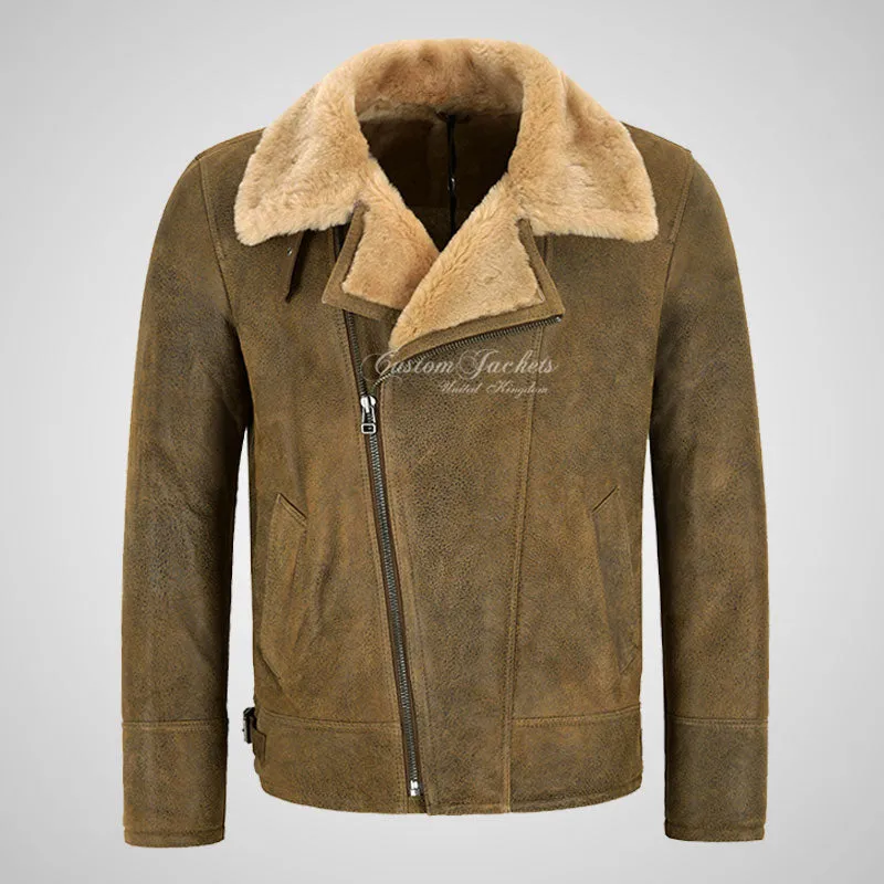WINGMAN Shearling Sheepskin Pilot Jacket For Mens