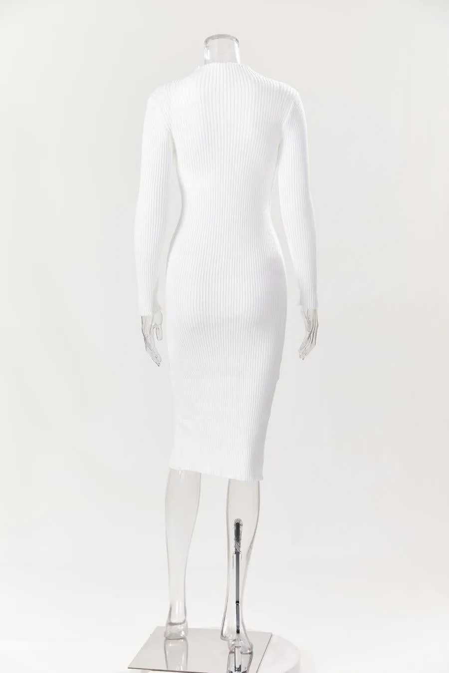 Women Half Turtleneck Long Sleeve Cutout Sweater Dress