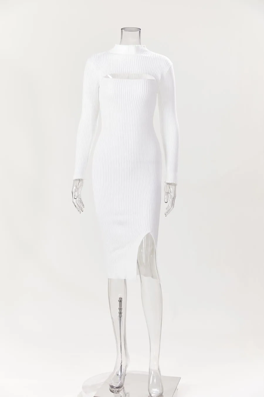 Women Half Turtleneck Long Sleeve Cutout Sweater Dress