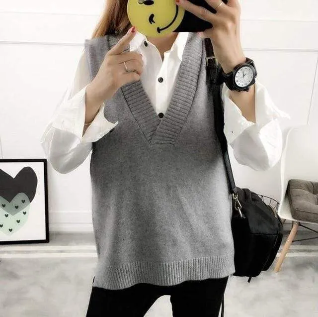 Women Sweater Spring Autumn Wool Vest Sleeveless O-Neck Knitted Vests