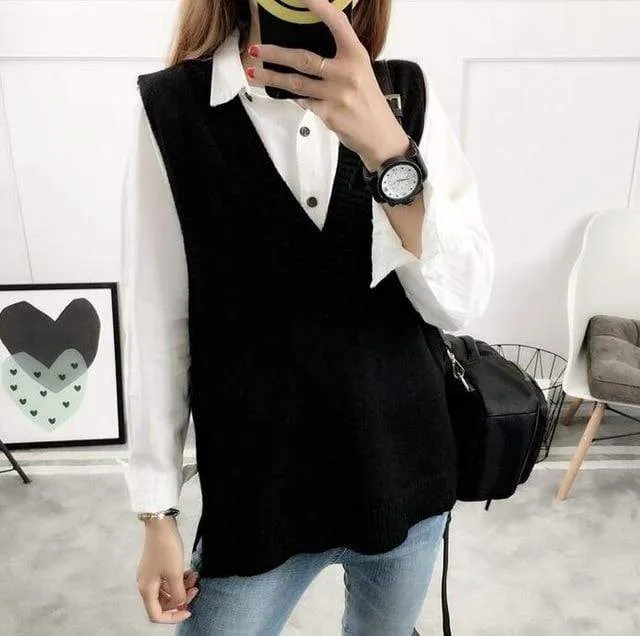 Women Sweater Spring Autumn Wool Vest Sleeveless O-Neck Knitted Vests