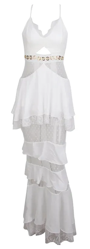 Women's Chiffon Lace Long Dress