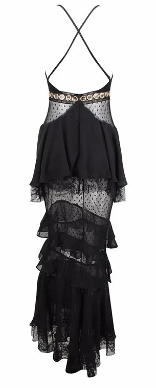 Women's Chiffon Lace Long Dress