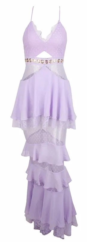 Women's Chiffon Lace Long Dress