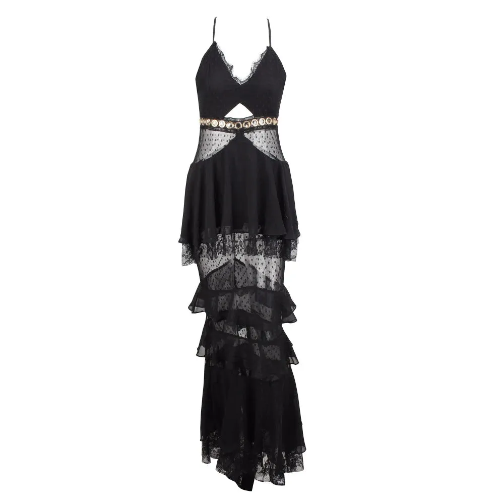 Women's Chiffon Lace Long Dress