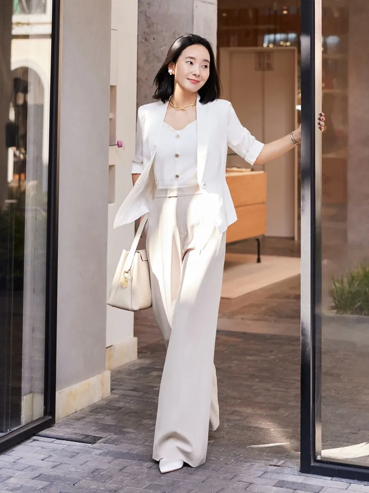 YAYING High Waist Straight Wide V-neck Vest