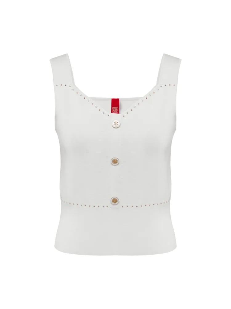 YAYING High Waist Straight Wide V-neck Vest