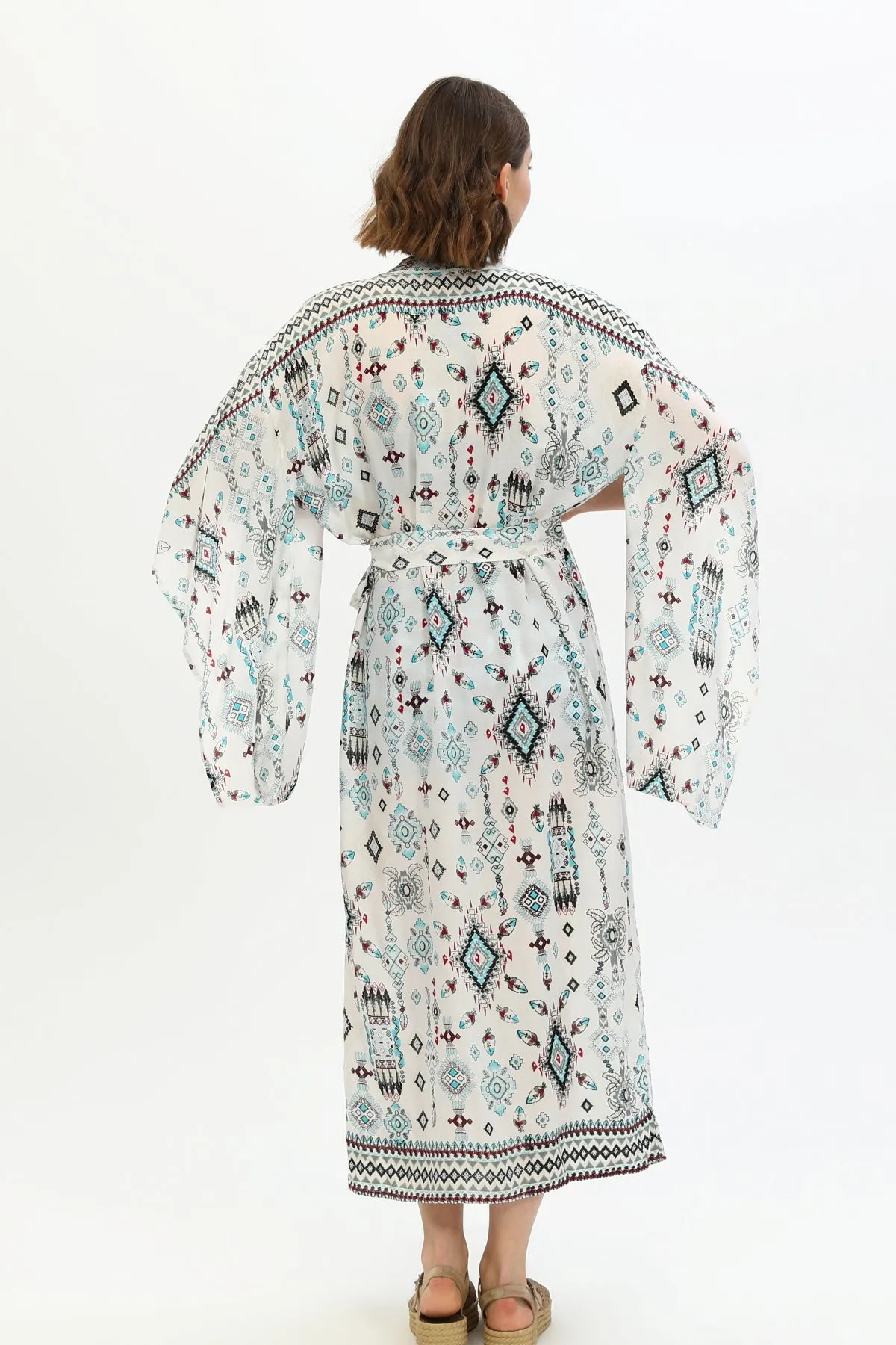 Zada - Jap Kimono XL Long - Aqua Aztek