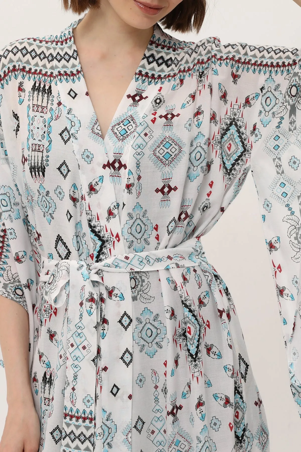 Zada - Jap Kimono XL Long - Aqua Aztek