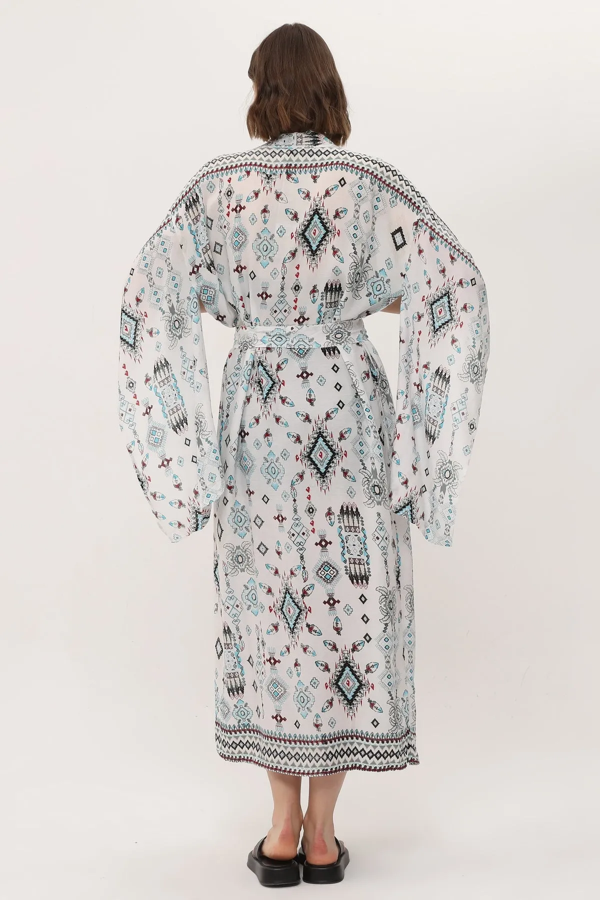 Zada - Jap Kimono XL Long - Aqua Aztek