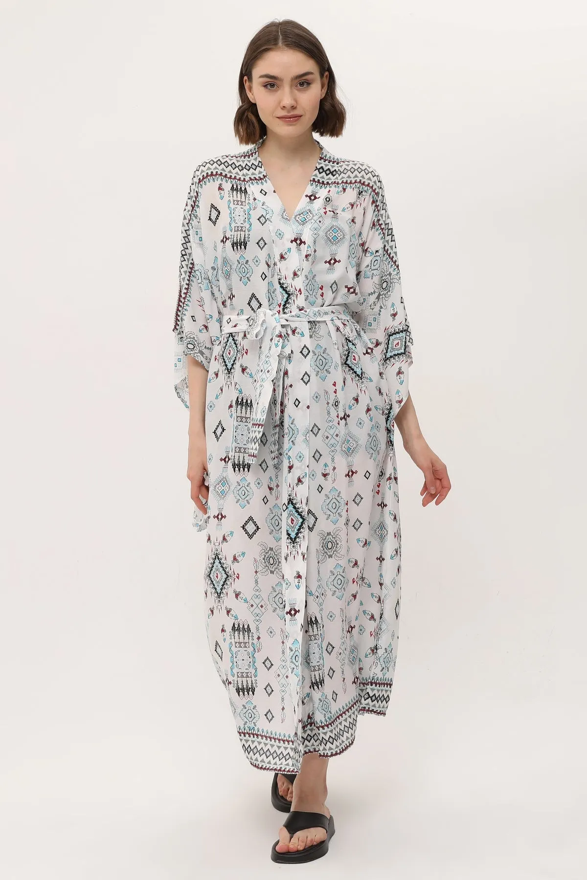 Zada - Jap Kimono XL Long - Aqua Aztek