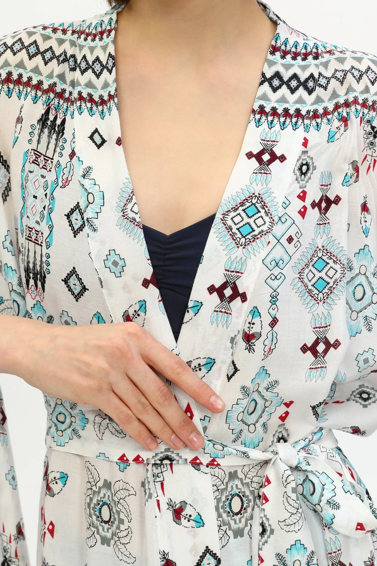 Zada - Jap Kimono XL Long - Aqua Aztek