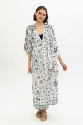 Zada - Jap Kimono XL Long - Aqua Aztek