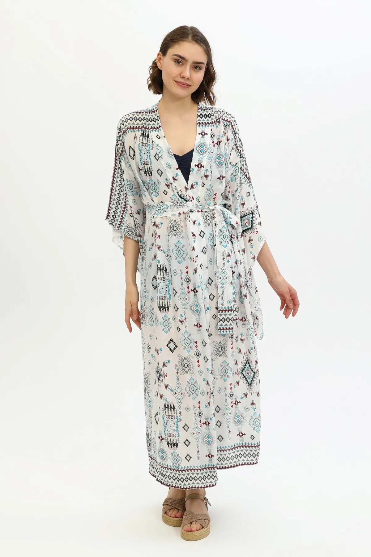 Zada - Jap Kimono XL Long - Aqua Aztek