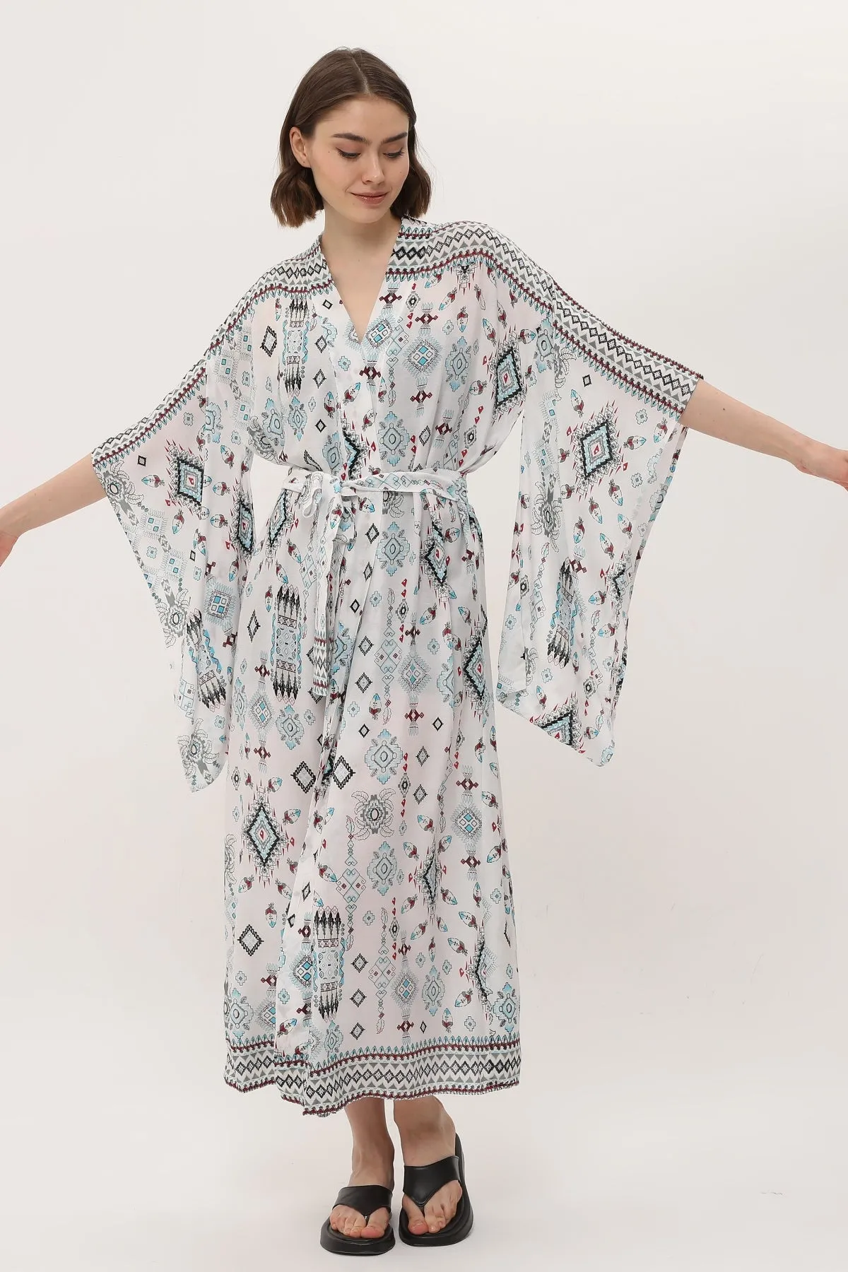 Zada - Jap Kimono XL Long - Aqua Aztek