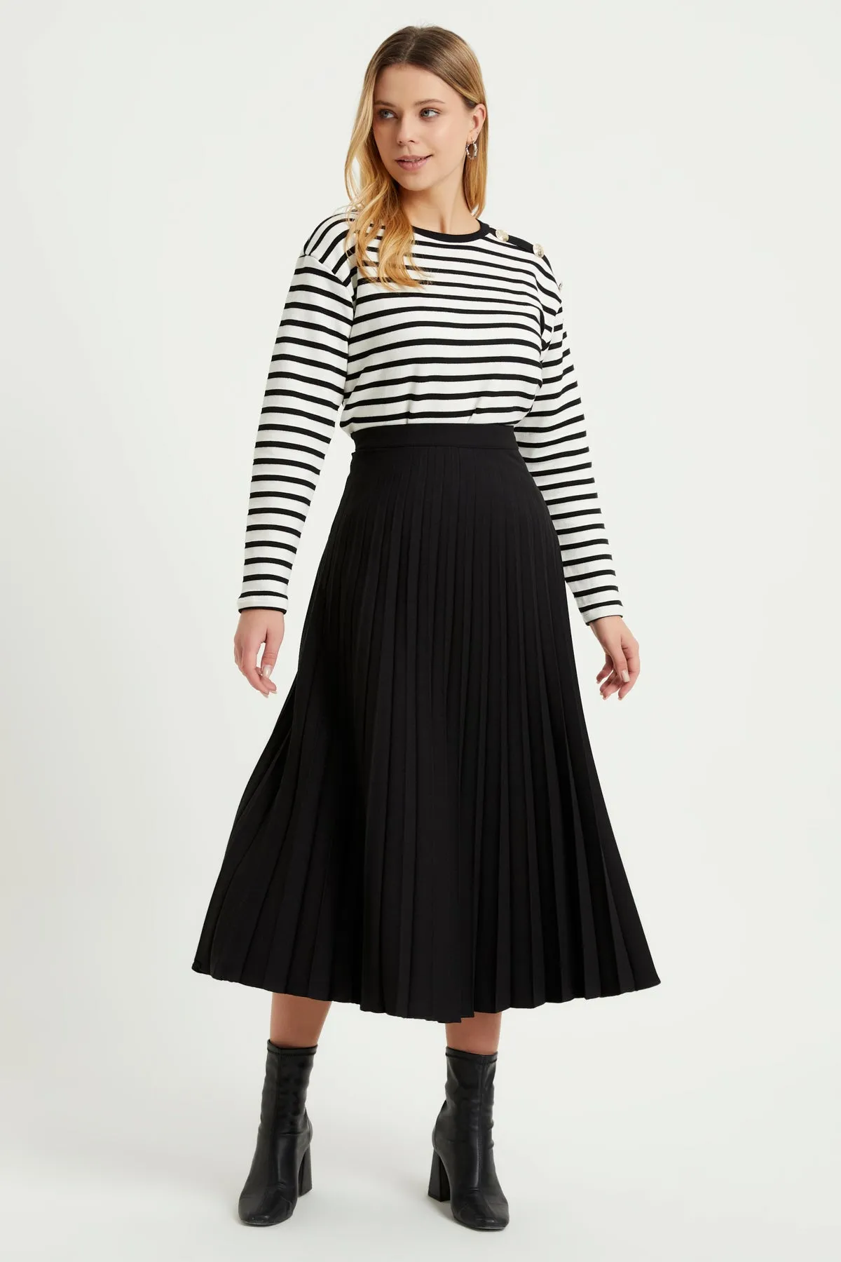 ZRF Women Pleated Basic Skirt - Black - Antwerp